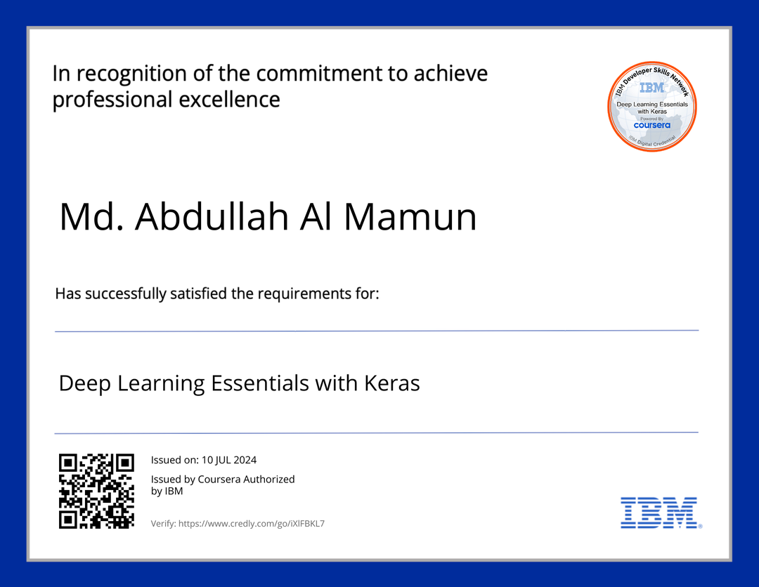 Deep Learning Essentials with Keras Badge