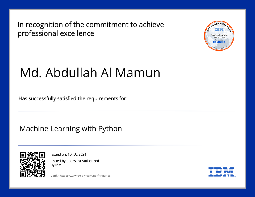 Machine Learning with Python Badge